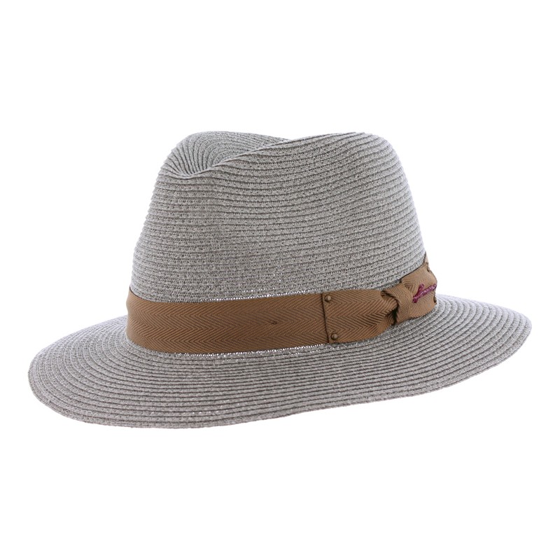 Chapeau grand bord uni en paille papier cousue