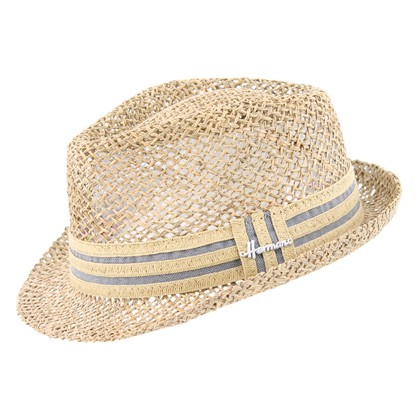 Chapeau petit bord relevé en paille seagrass ajourée unie avec large c