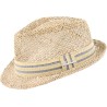 Chapeau petit bord relevé en paille seagrass ajourée unie avec large c