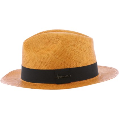 Large brim "Panama" hat plain color with black gros grain
