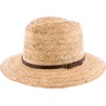Chapeau grand bord en raphia naturel cousu avec galon en paille et tis