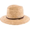 Large brim hat in raffia with straw and plain fabric braid and with le