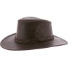 Chapeau grand bord en cuir véritable avec oeillets méta