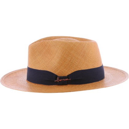 Chapeau "Panama" grand bord en bicolore contraste avec son gros grain