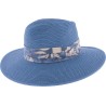 Chapeau grand bord en paille papier cousue bandeau plissé et cordon de