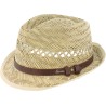 Chapeau paille naturelle verte + ceinture imitation cuir