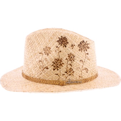 chapeau été femme avec fleurs imprimées