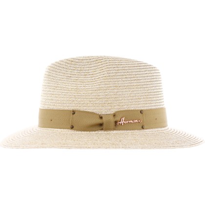 Chapeau grand bord uni en paille papier cousue