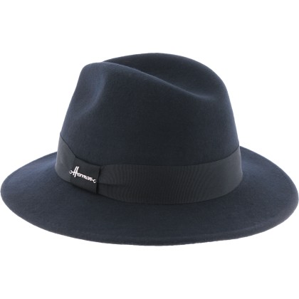 Chapeau adulte grand bord coupé cousu uni avec gros grain noir