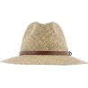 Chapeau grand bord droit en paille seagrass uni avec fine ceinture fau