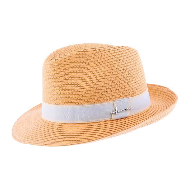 chapeau en paille papier été orange