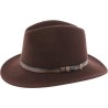 chapeau grand bord droit en feutre uni avec ceinture faux cuir