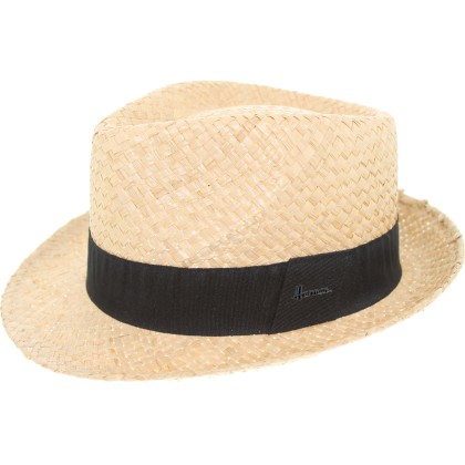 Raffia straw hat + plain colour ribbon