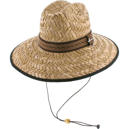 Large brim hat in natural straw  with chinstrap