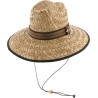 Large brim hat in natural straw  with chinstrap
