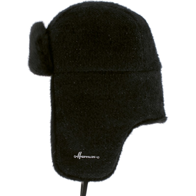chapka noire en fausse fourrure
