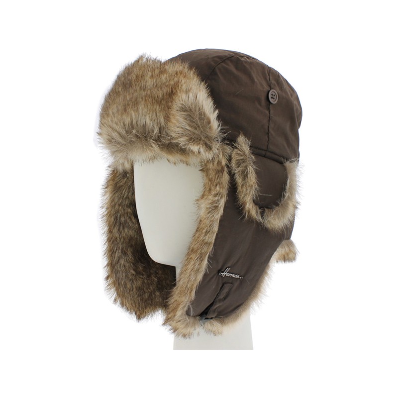 chapka marron hiver en fausse fourrure