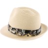 petit chapeau en paille papier ceinture exotique