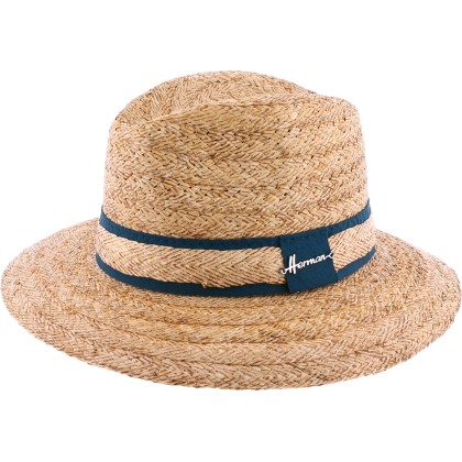 Large brim hat in raffia with straw and plain fabric braid and with le