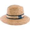 Large brim hat in raffia with straw and plain fabric braid and with le