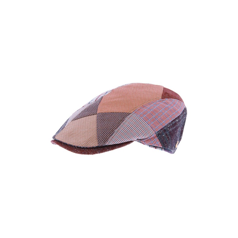 casquette homme en patchwork de tissu rouge