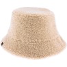 Flexible and reversible bucket hat in soft material on one side and pl