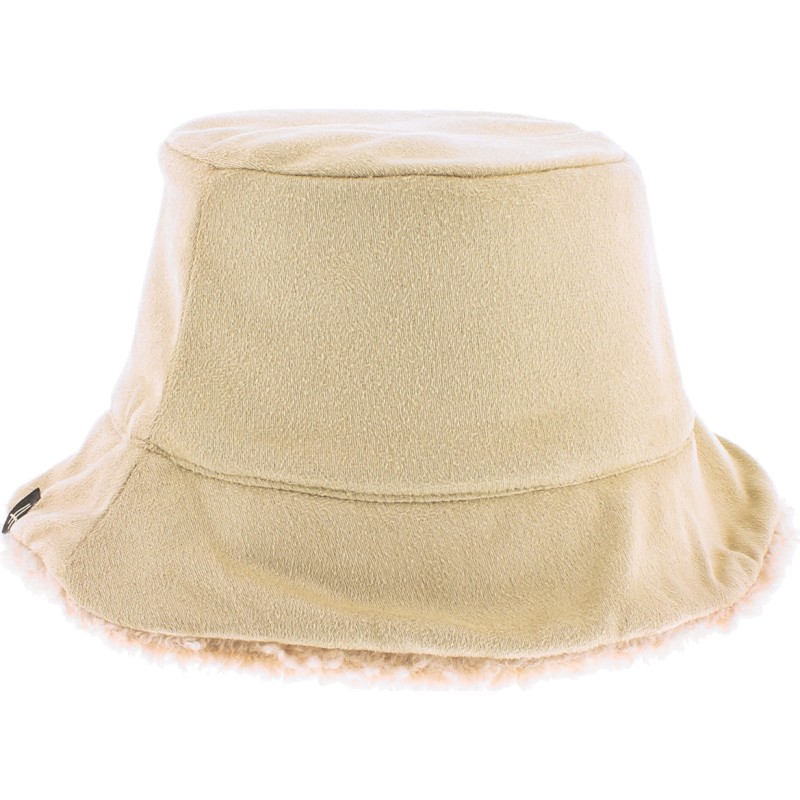 Flexible and reversible bucket hat in soft material on one side and pl