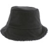 Flexible and reversible bucket hat in soft material on one side and pl