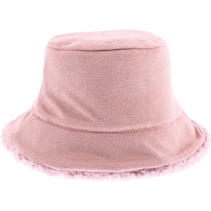 Flexible and reversible bucket hat in soft material on one side and pl