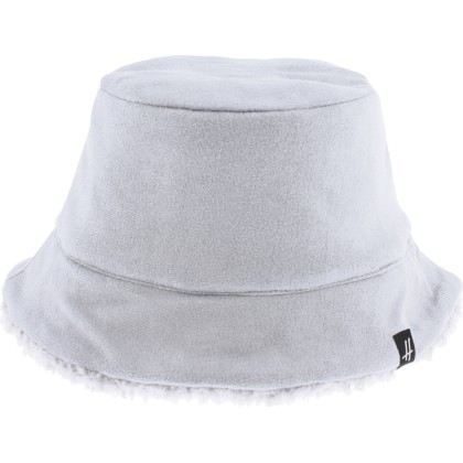 Flexible and reversible bucket hat in soft material on one side and pl