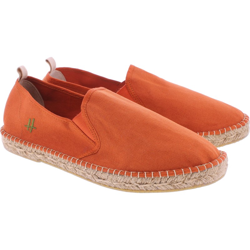 Cotton espadrilles with thick sole, elastic bands and back heel in lea