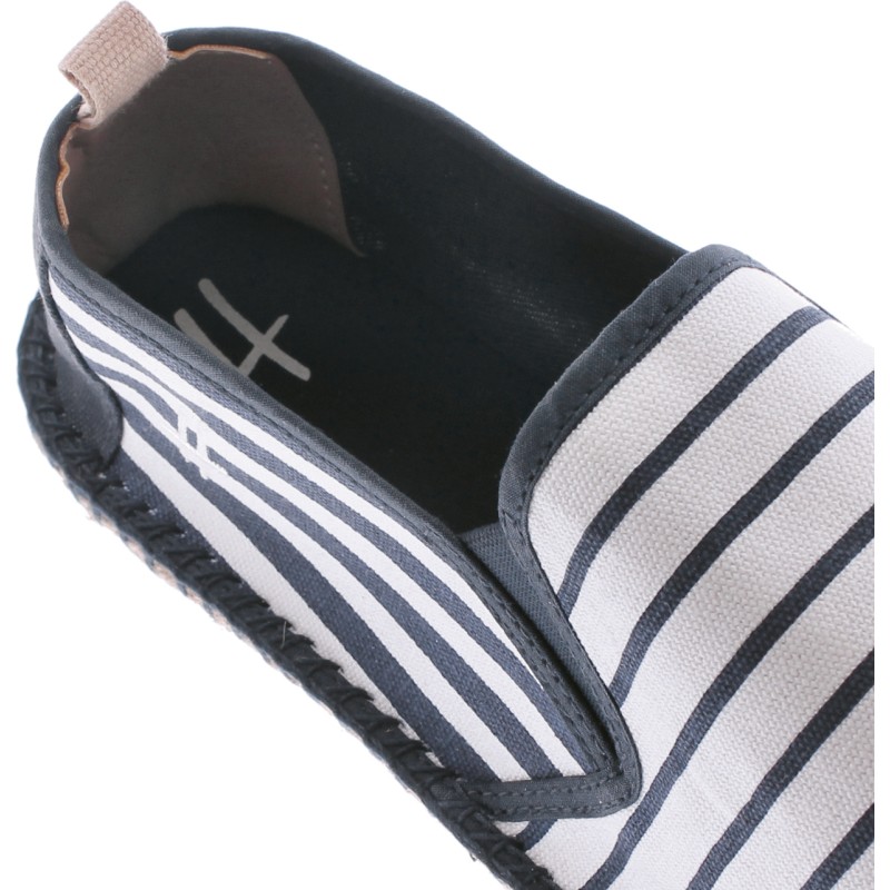 Sailor stripes cotton espadrilles with elastic bands and back heel in