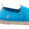 Cotton espadrilles with thick sole, elastic bands and back heel in lea