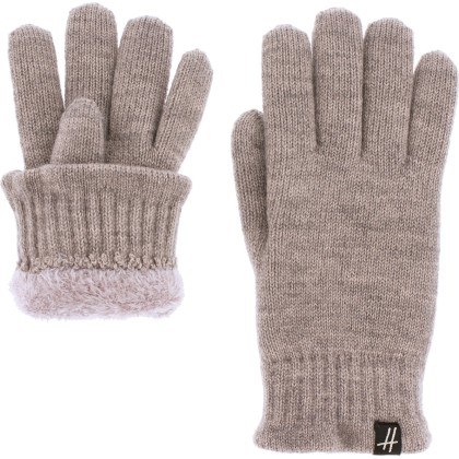 Gants femme en maille unie doublés en teddy plush