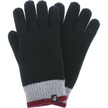 Men's tricolor knit gloves lined with teddy plush