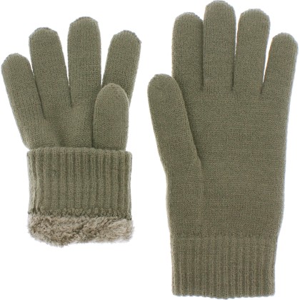 Gants homme en maille unie doublés en teddy plush