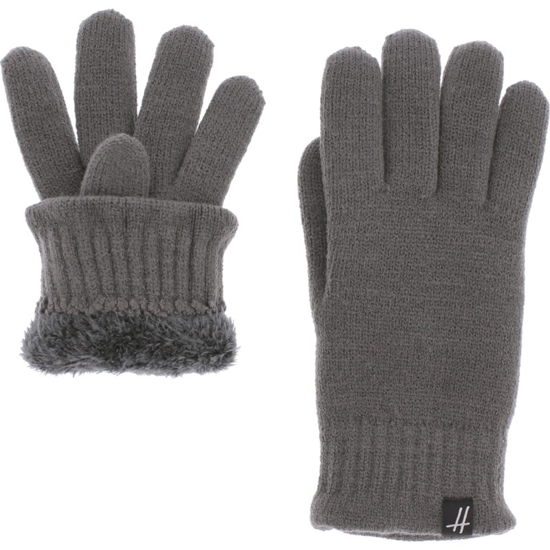 Gants femme en maille unie doublés en teddy plush