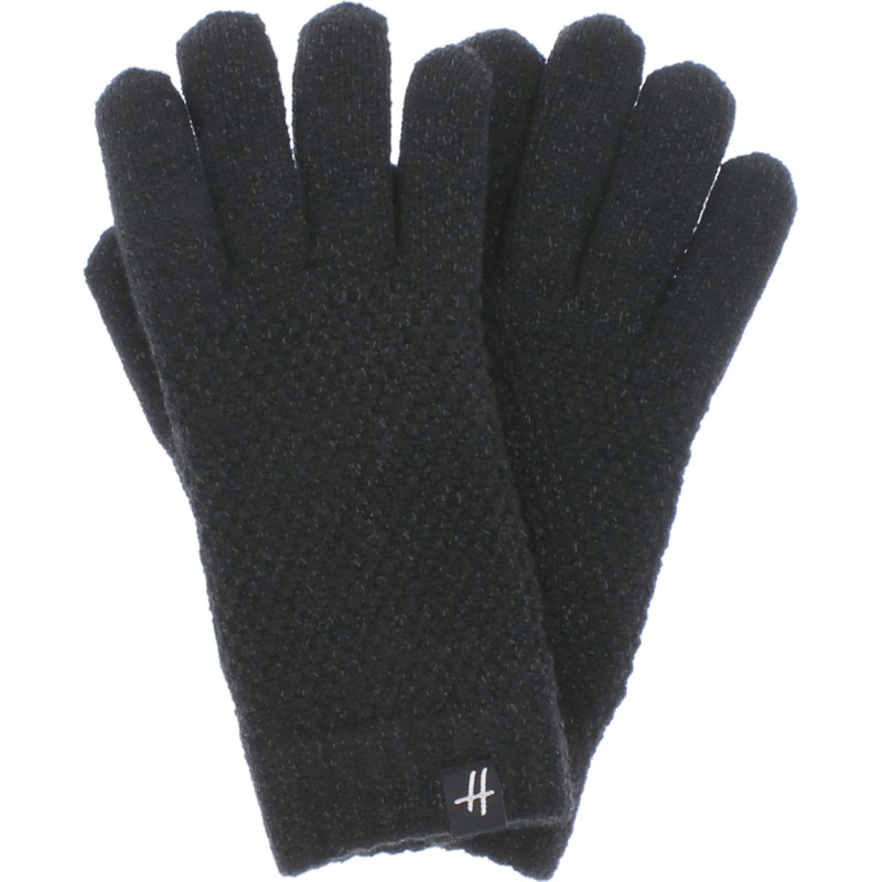 Women's knit gloves with lurex lined in teddy plush