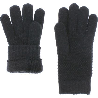gant femme en maille avec doublure en teddy plush doux