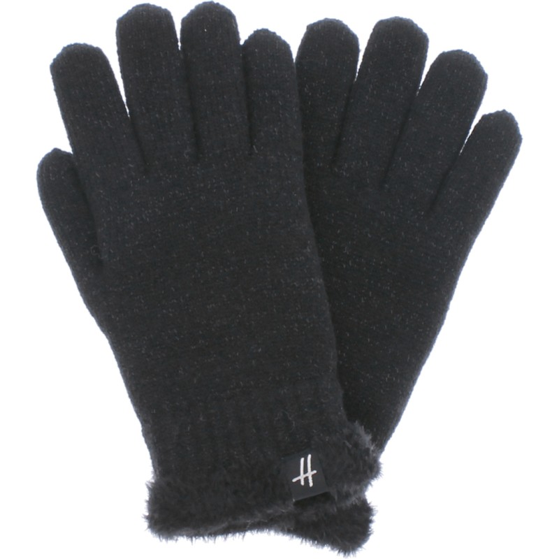 gant femme en maille avec doublure en plush teddy