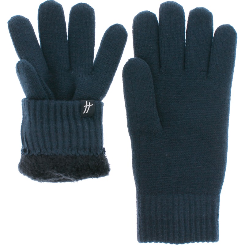 Gants homme en maille unie doublés en teddy plush