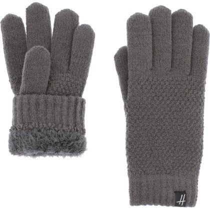 gant femme en maille avec doublure en plush teddy doux