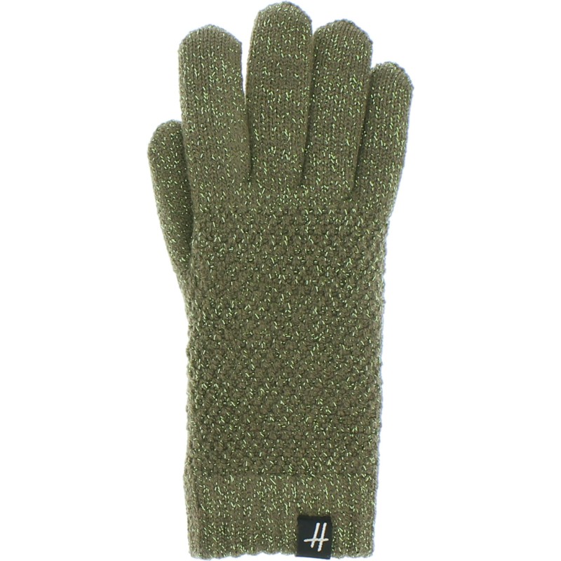 gant femme en maille  vert kaki