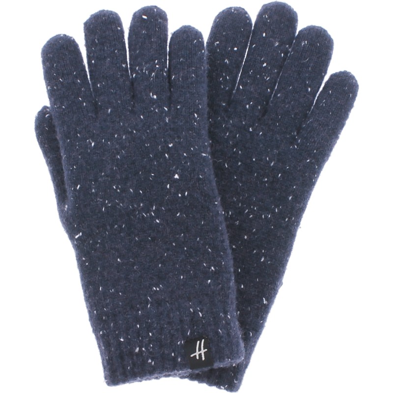 Men's mottled knit gloves with plush teddy lining