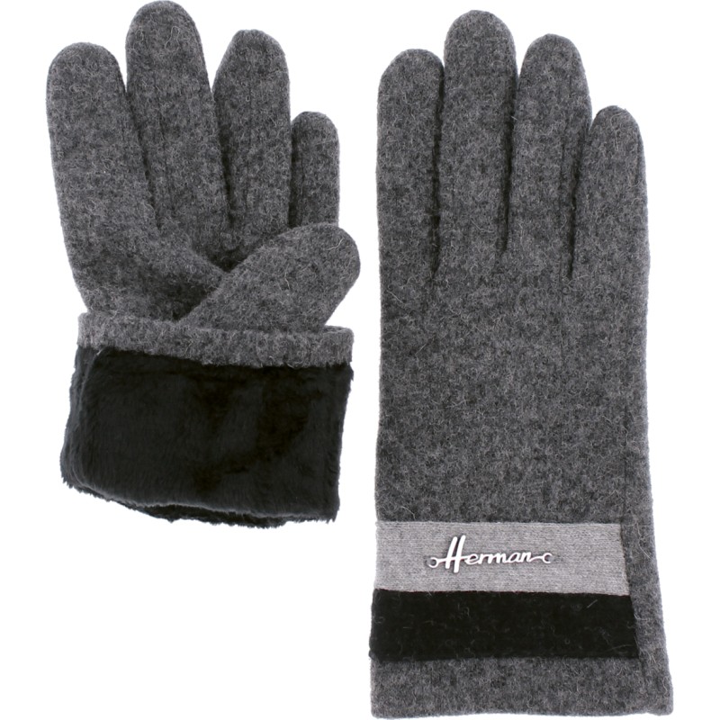 Adult women's glove in solid wool jersey.