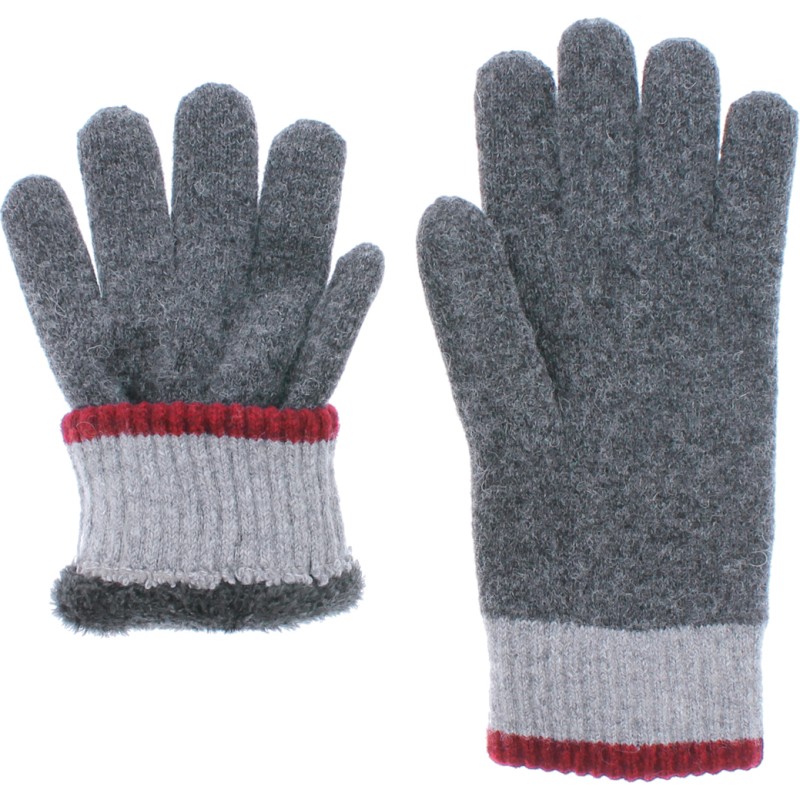 Gants homme en maille tricolore doublés en teddy plush