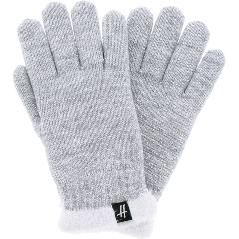 gants femme en maille avec fil lurex et doublure en teddy plush