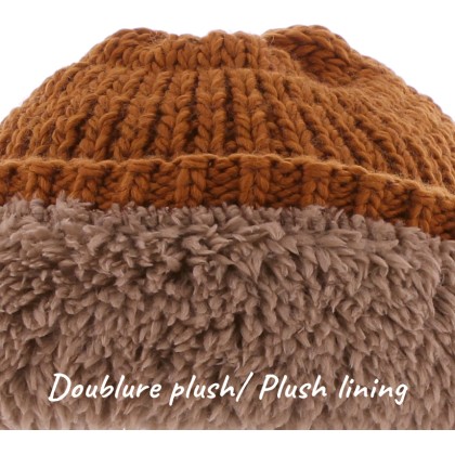 bonnet hiver enfant herman avec revers, en maille recyclee et doublure en plush