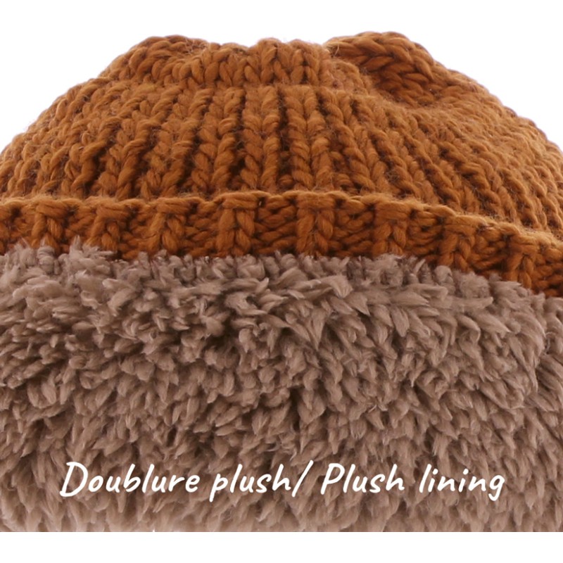 bonnet hiver enfant herman avec revers, en maille recyclee et doublure en plush
