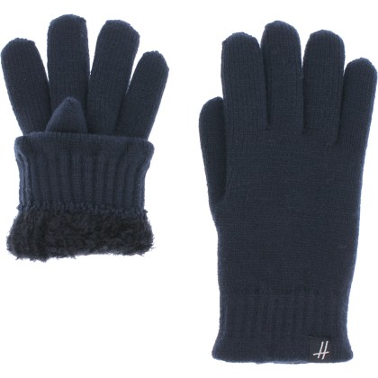 gant femme en maille avec doublure en teddy plush, coloris marine